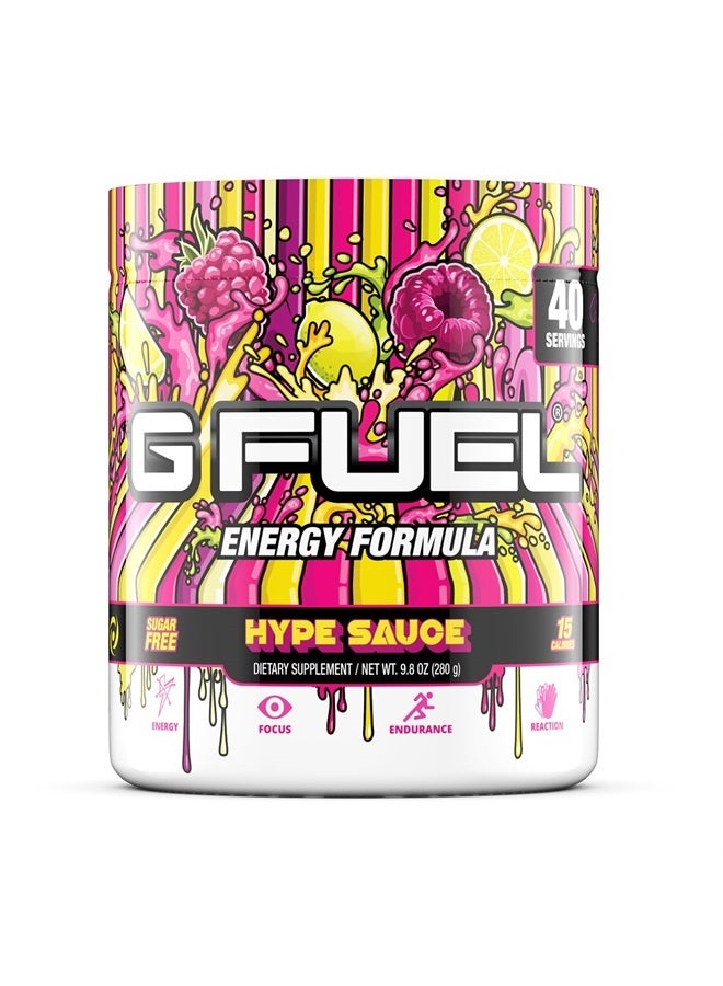 G Fuel مسحوق طاقة هايبي صوص، خالي من السكر، مكمل كافيين نظيف للتركيز، قابل للخلط مع الماء، بنكهة ليمون التوت، أحماض أمينية للتركيز، مزيج من الفيتامينات + مضادات الأكسدة، 9.8 أونصة (40 حصة) - Image 1