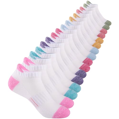 Comfoex Girls Socks Ankle Athletic Socks For Kids 4-6 6-8 8-10 Years Old Short Socks With Cushioned Sole 8 Pairs - Image 1