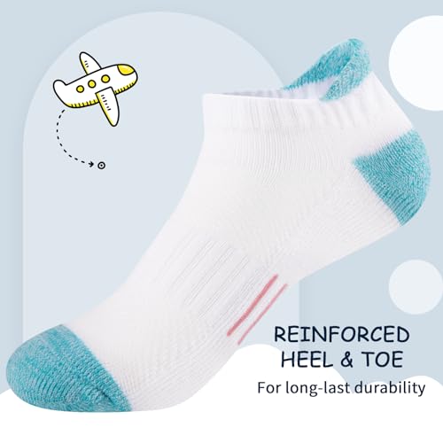 Comfoex Girls Socks Ankle Athletic Socks For Kids 4-6 6-8 8-10 Years Old Short Socks With Cushioned Sole 8 Pairs - Image 3