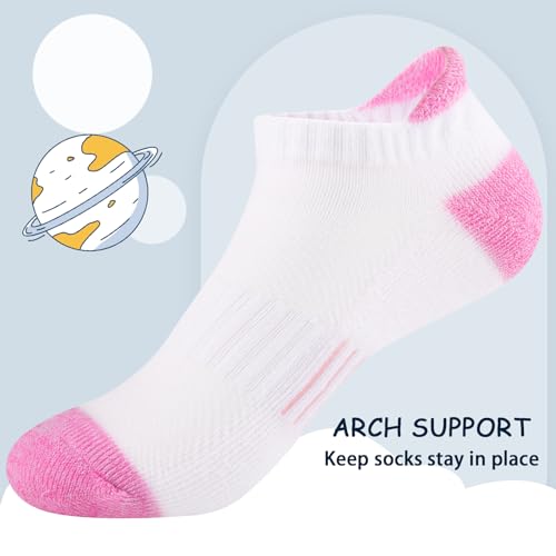 Comfoex Girls Socks Ankle Athletic Socks For Kids 4-6 6-8 8-10 Years Old Short Socks With Cushioned Sole 8 Pairs - Image 5