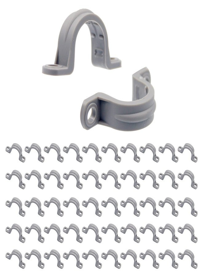 ISPINNER 50pcs 3/4 Inch PVC Pipe Straps, 2 Holes Plastic Conduit Strap for PVC Pipes, Conduit and Cables, UL Listed - Image 1