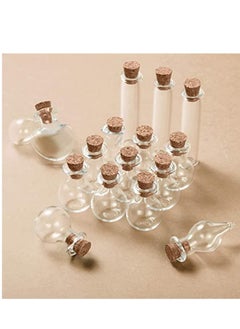 Y&D Small Mini Glass Bottles Tiny Jars With Cork Stoppers 5 Shapes Wishing Drifting Bottle for Wedding Party DIY Decoration Bead Containers Arts and Crafts Projects Geometric Shape 50Pcs  - Image 2