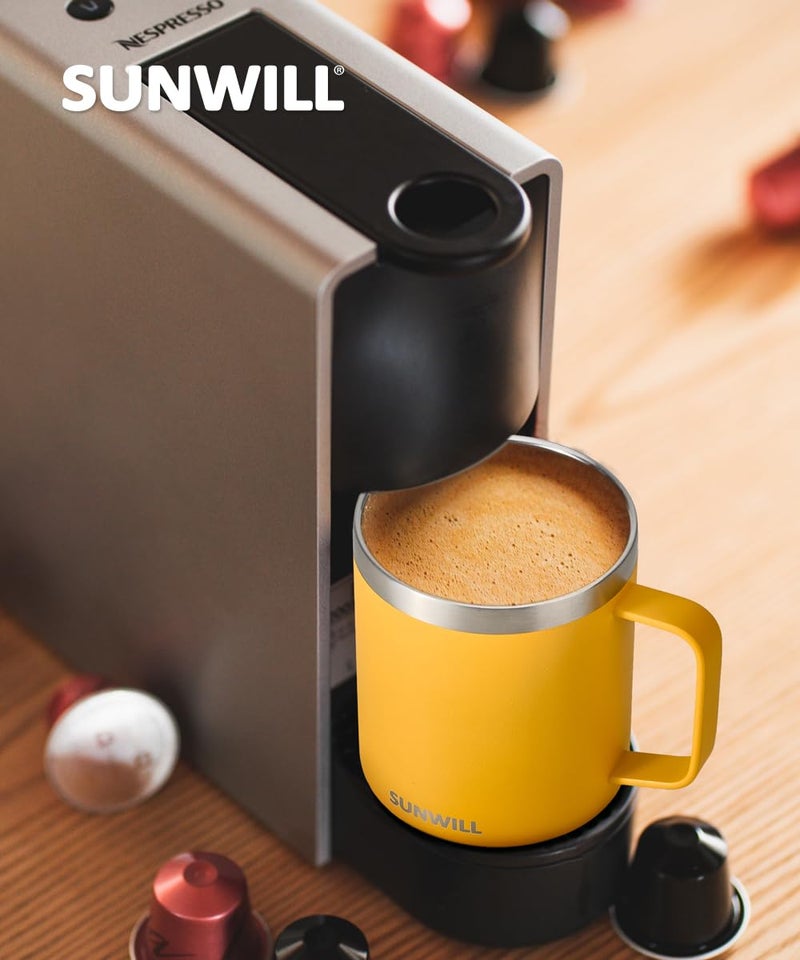SUNWILL SUNWILL Coffee Mugs Set of 4  Insulated Coffee Mug with Lid  14 oz Stainless Steel Tumbler Cup Bulk for Gift  Camping  Travel  Powder Coated Charcoal  Royal Blue  Magenta  Yellow  - Image 5