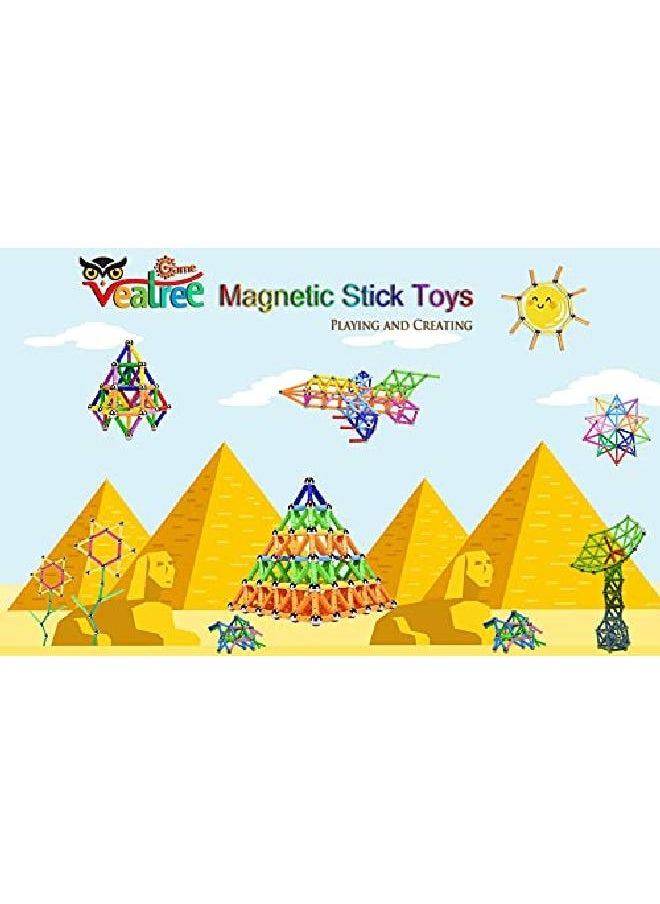 Veatree - 160Pcs Magnetic Building Sticks Blocks Toys, Magnet Educational Toys Stem Toys For Kids And Adult, 3D Nontoxic Building Toy With Storage Bag - Image 1