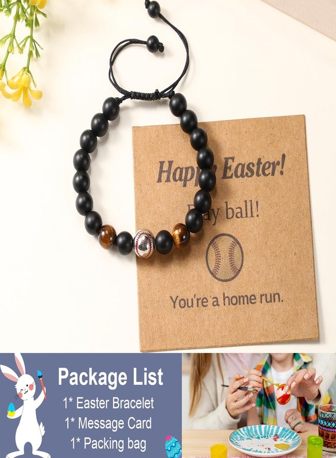 Lamyba Baseball Bracelets for Boys, Baseball Easter Basket Stuffers,Easter Christian Gifts, Adjustable Baseball Bracelets for Teens, Teams, Son, Grandson Brother, Black - Image 2