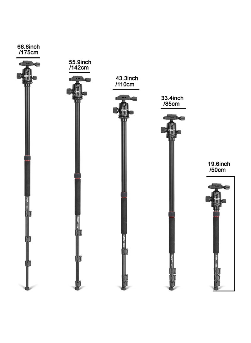 DMK Power T264 Tripod 68.9inch 175cm 2in1 Tripod and Monopod Lightweight Portable Tripod for SLR DSLR Cameras with tripod bag Load up to 5Kg  - Image 4