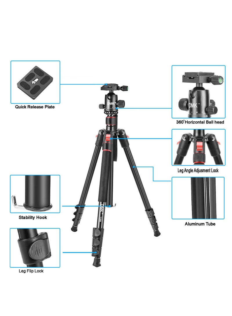 DMK Power T264 Tripod 68.9inch 175cm 2in1 Tripod and Monopod Lightweight Portable Tripod for SLR DSLR Cameras with tripod bag Load up to 5Kg  - Image 5