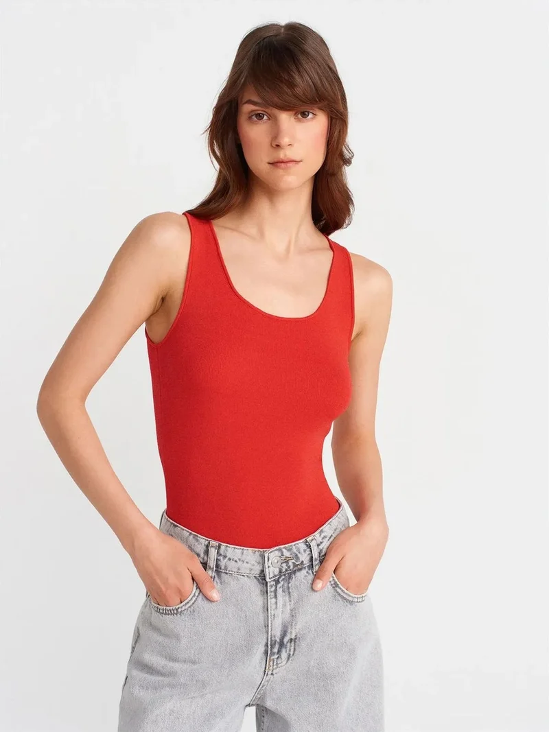 ديلفين Dilvin Ribbed Sleeveless Cami Blouse