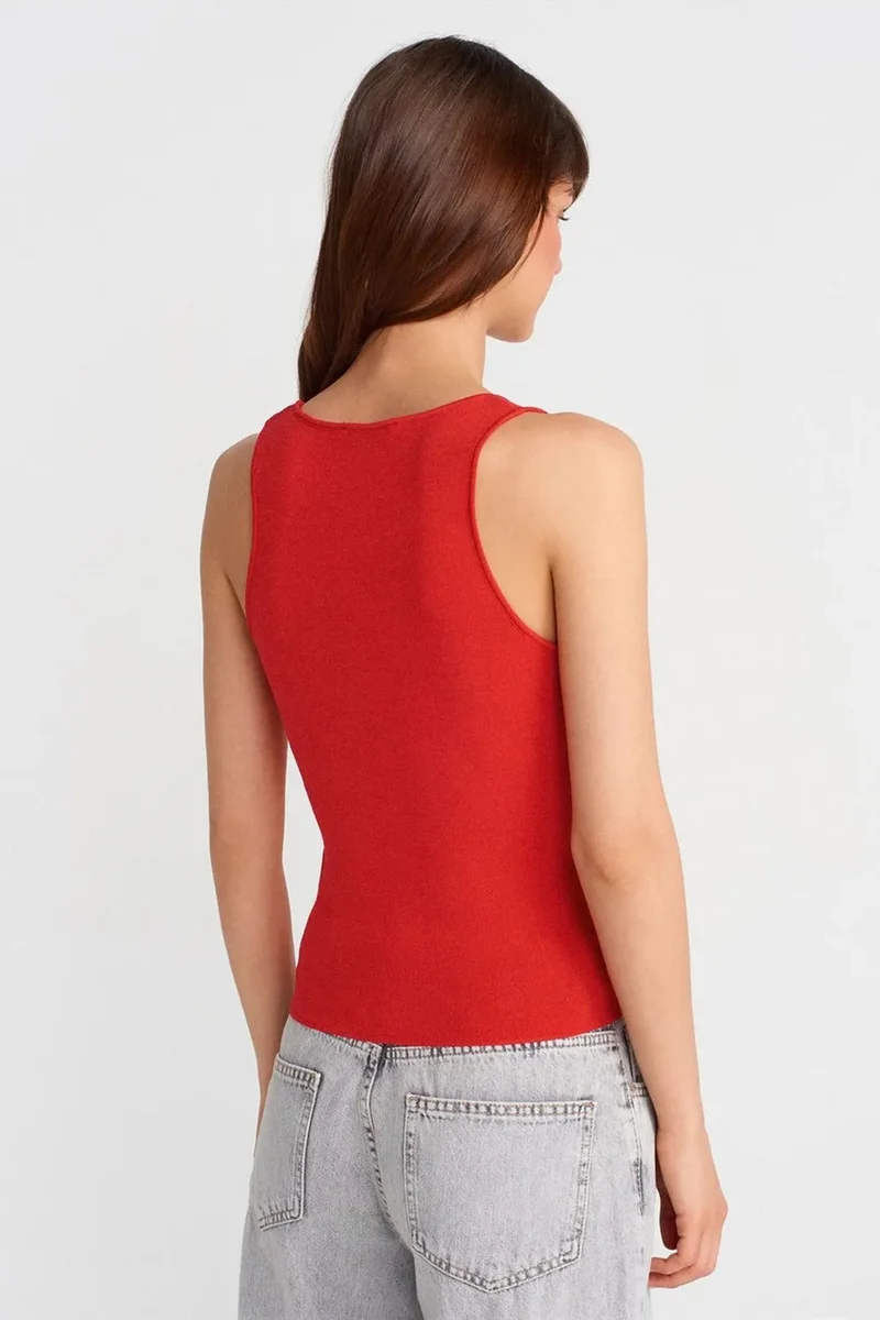 Dilvin Red DILVIN Ribbed Sleeveless Cami Blouse for Women | Best Price UAE
