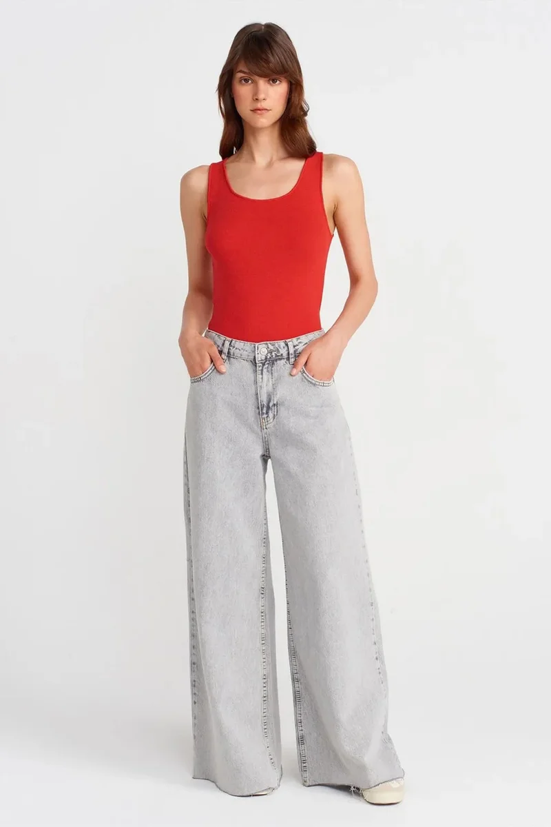 Dilvin Red DILVIN Ribbed Sleeveless Cami Blouse for Women | Best Price UAE