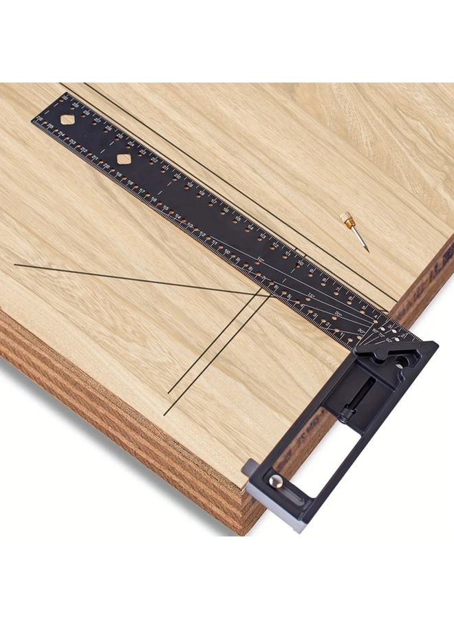 Ergonomic Multi Angle Ruler 40cm Precision Tool for Woodworking and Industrial Use Durable Metal Construction - Image 1