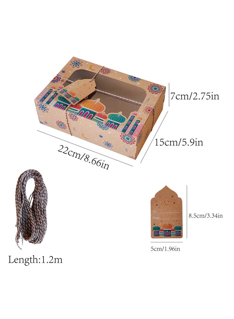 12 Sets of Ramadan Candy Boxes Eid Mubarak Kraft Paper Gift Packing Bag With Rope and Tag - Image 5