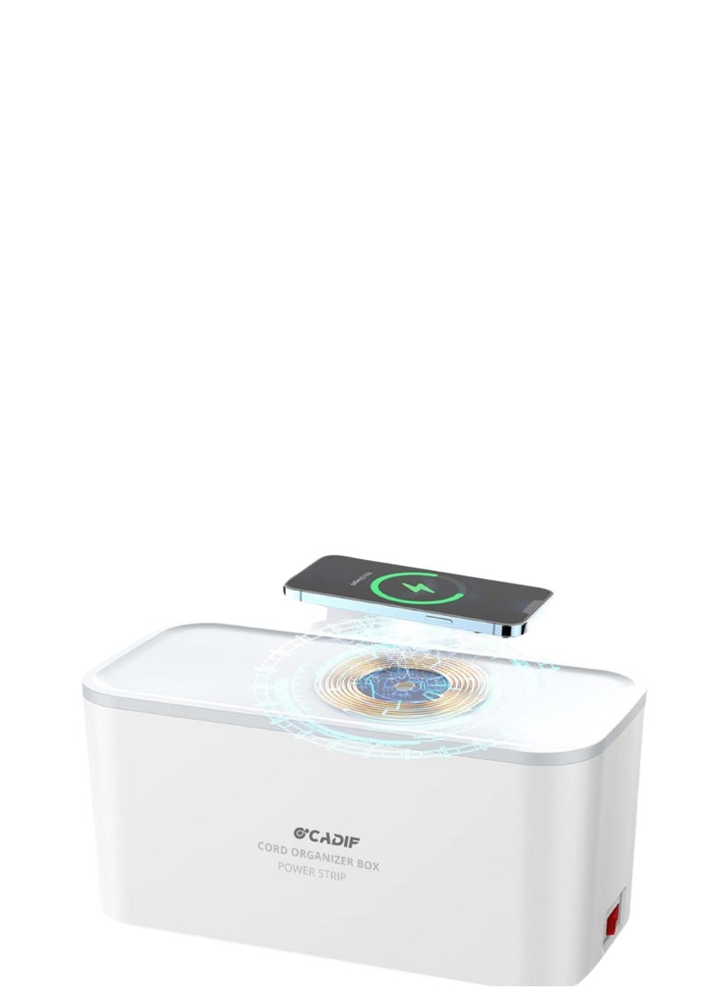 CADIF - Extension with USB ports, 5 ports, 2 Type-C ports with overload protection, 3m power strip cable and organizer box in white  - Image 1