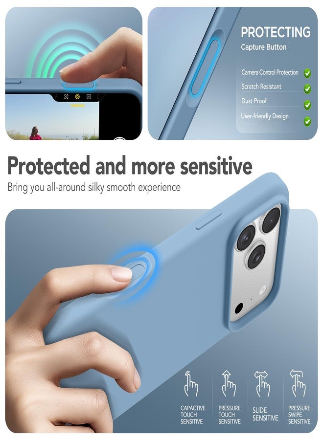 GONEZ Magnetic for iPhone 17 Pro Case, Compatible with MagSafe, [Screen Protector + Camera Lens Protector], Liquid Silicone Anti-Scratch Shockproof Protective Phone Case 6.3 inch, Mist Blue - Image 5