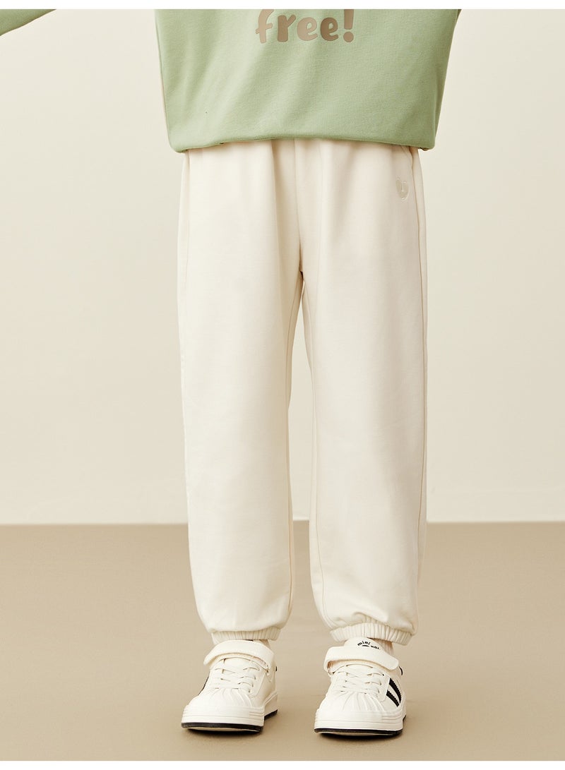 ميني بالا بنطلون طويل عالي الجودة للبنات والبنين بنقرة مرنة وناعمة بمشهد قلب مroidery، مريح، عصري، منخفض الصوت، فستان واسع، مثالي للارتداء اليومي غير الرسمي والأنشطة الخارجية لأطفال الحذاء - Image 1