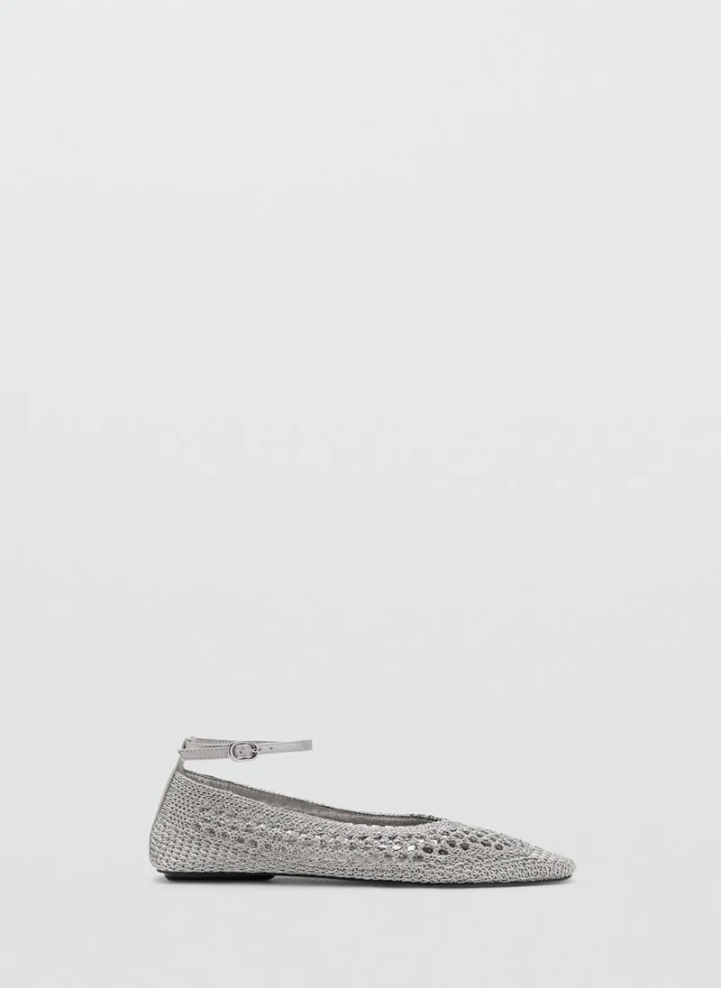 مانجو Crocheted Ballet Flats With Ankle Strap