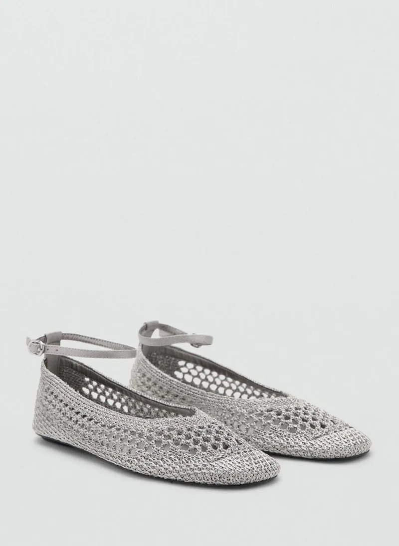 مانجو Crocheted Ballet Flats With Ankle Strap
