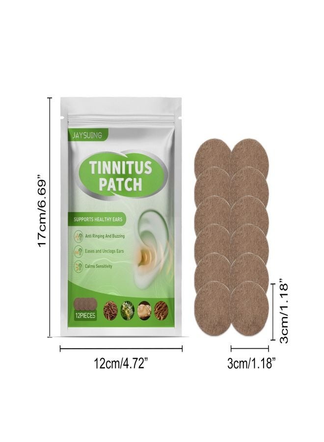 Jaysuing Tinnitus Relief for Ringing Ears, Tinnitus Relief Patches, Natural Herbal Formula Relieves Earaches, Improves Hearing& Boost Blood Circulation,Gives You a Peaceful Sleep 12 PCS - Image 1