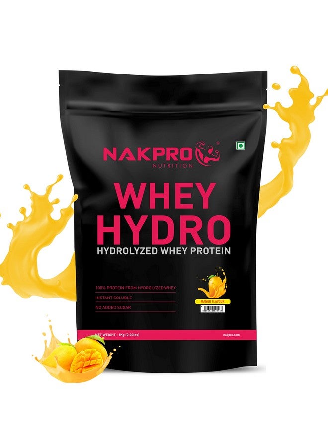 NAKPRO HYDRO Whey Protein Hydrolyzed | 24.89gProtein, 5.45g BCAA | Easy Mixing, Low Carbs, Easy Digesting Whey Protein Supplement Powder for Men, Women & Athletes | 1 Kg (Mango) - Image 1