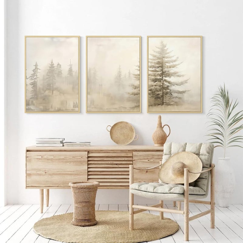 Youillne Foggy Forest Wall Art Decor - Set of 3 Framed Prints - Image 5