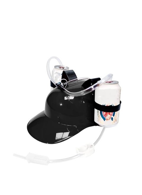 Drinking Helmet Cap, Beverage Hat, Fun Soda Can Helmet For Parties, Headpiece for Drinks, Beverage Holder Headgear, Lazy Drinker's Helmet Cap, Free Hands, for Playing Games, Watch Ball Game Black
