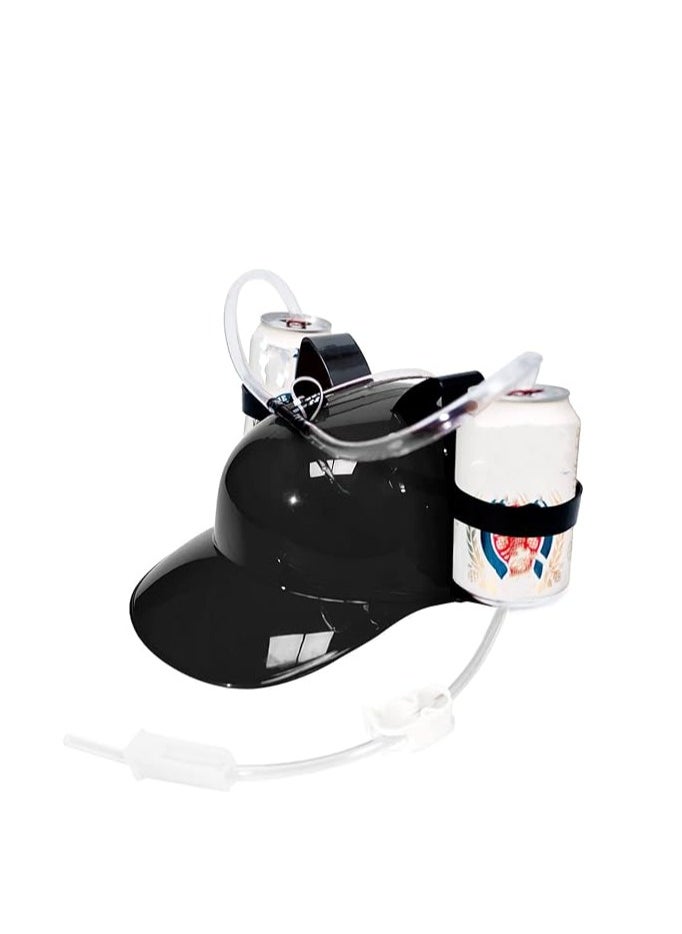 Excefore - Drinking Helmet Cap, Beverage Hat, Fun Soda Can Helmet For Parties, Headpiece for Drinks, Beverage Holder Headgear, Lazy Drinker's Helmet Cap, Free Hands, for Playing Games, Watch Ball Game Black - Image 1