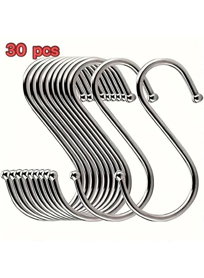 30pcs Silvery Stainless Steel S Hooks Rustproof Multi Purpose Kitchen Organization - Image 2