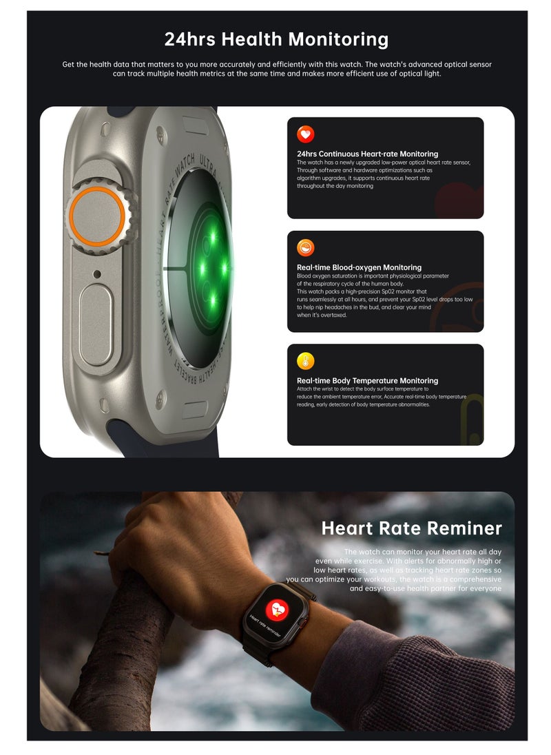 AROAQ - W800 Ultra Ultimate Smart Watch  2.05 Inch Screen Display 380mAh Battery AI Assistance Bluetooth Wireless Charging Smart Watch - Image 1