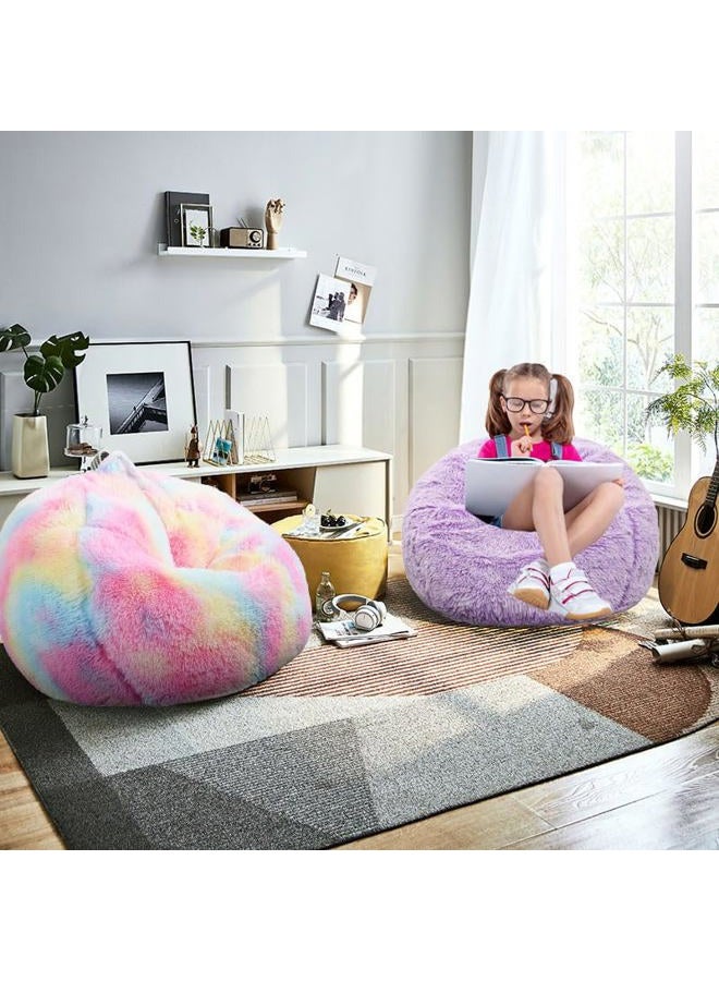 Kisoy 3FT Fluffy Bean Bag Chair, Faux Fur Comfy BeanBag for Organizing Plush Toys or Textil for Adults Teens Kids Girls, Lavender - Image 2