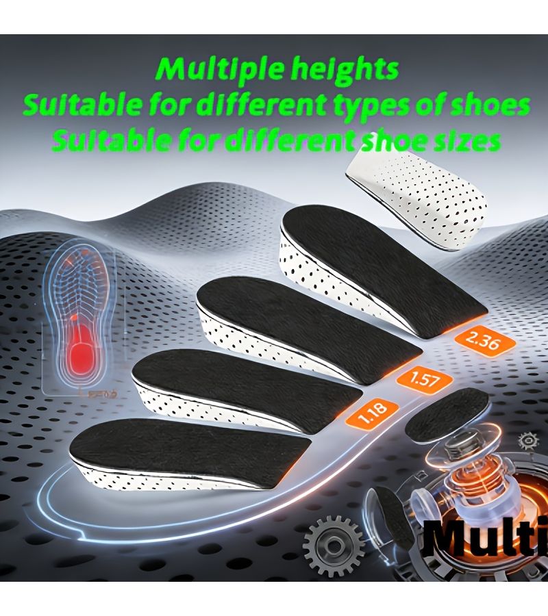 Black 1.57inch EVA Insole Half Pads Breathable Shock Absorbing Height Increasing Insoles - Image 1