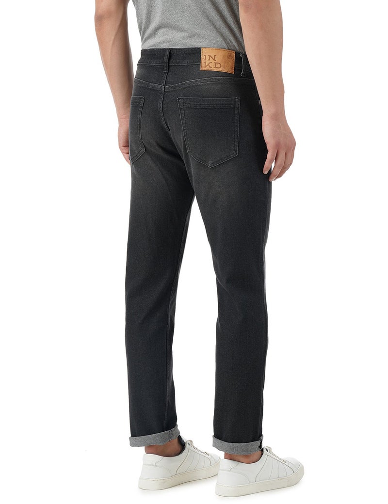 inkd جينز رجالي عادي - متوسط الارتفاع | مزيج القطن | التصميم الكلاسيكي | قماش قابل للتمدد | تصميم كلاسيك 5 بوكت - Image 3