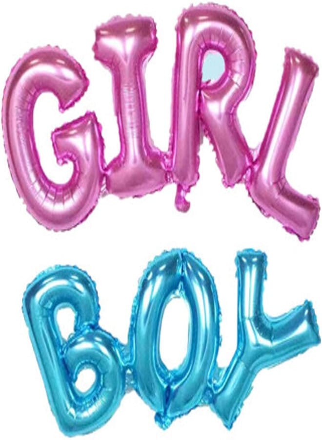 AnnoDeel 2 pcs BOY Girl Letter Balloons, 40" 14" inch One-Piece Alphabet Baby Foil Balloons for Baby Birthday Party Decorations