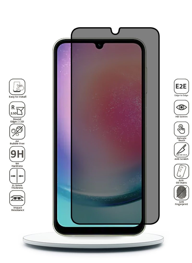 Techie HD Privacy Tempered Glass Screen Protector for Samsung Galaxy A24   - Anti Bubbles 9H Hardness 0.33 mm Rounded Edges Easy Installation - Image 1