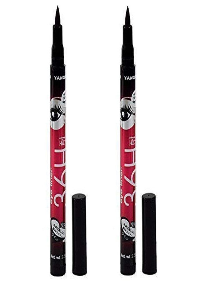 Calitate24 Eyeliner Pen Waterproof Black Liner Sketch Pen for Eye Makeup Liquid Long Lasting & Extra Shine (Pack of 2) Glossy Finish - Image 1