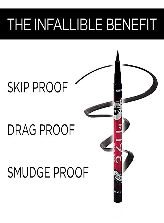 Calitate24 Eyeliner Pen Waterproof Black Liner Sketch Pen for Eye Makeup Liquid Long Lasting & Extra Shine (Pack of 2) Glossy Finish - Image 5