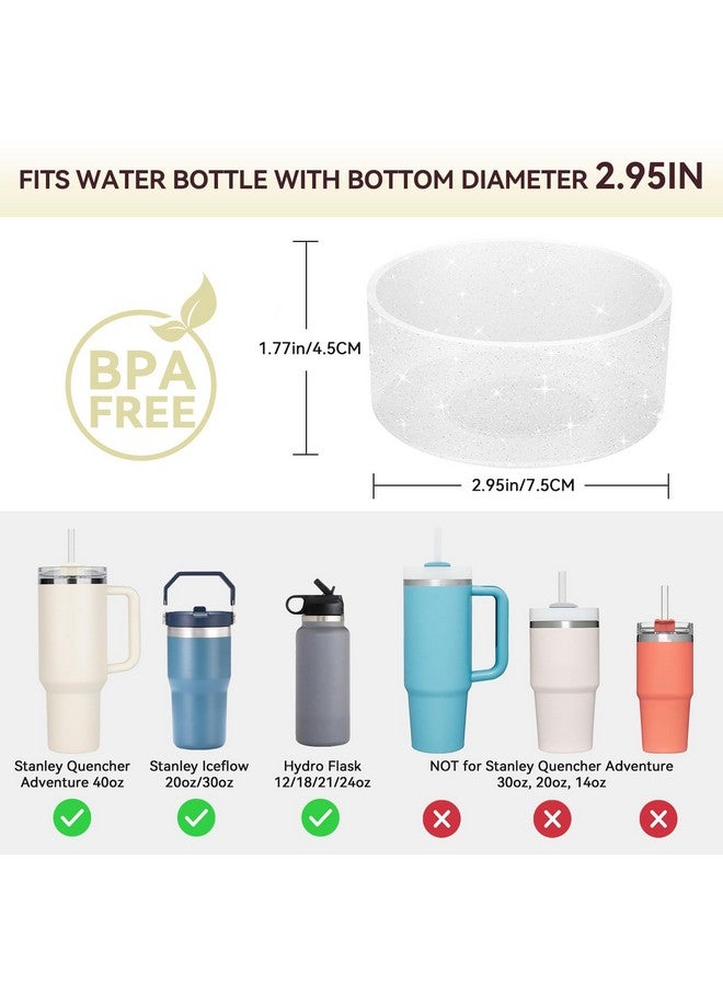 PICcircuit 2Pcs For Stanley Boot, Silicone For Stanley Cup Boot 20-40Oz&For Hydroflask Boot 12-24Oz Glitter For Stanley Cup Accessories Tumbler Accessories For Stanley Bottom Protector, Clear  - Image 2