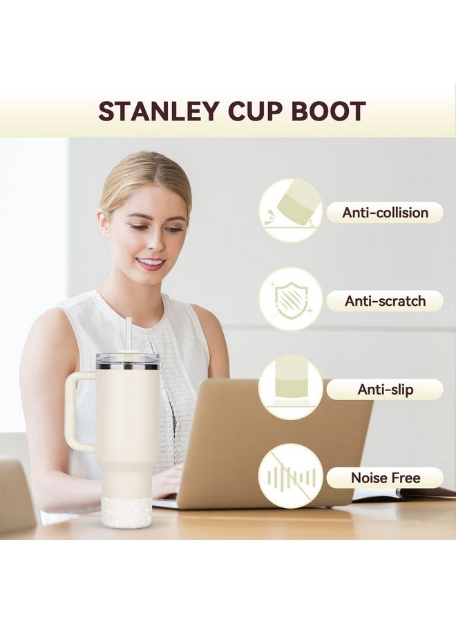 PICcircuit 2Pcs For Stanley Boot, Silicone For Stanley Cup Boot 20-40Oz&For Hydroflask Boot 12-24Oz Glitter For Stanley Cup Accessories Tumbler Accessories For Stanley Bottom Protector, Clear  - Image 5
