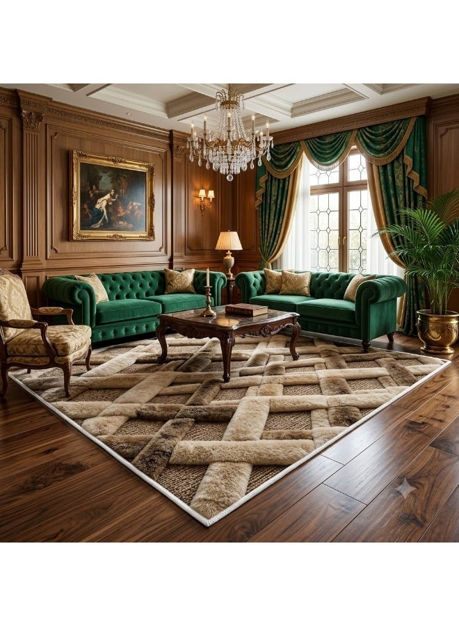 Premium 7D Carpet Alternative, Woven Lattice Design with 3D Visual Effect, Washable & Anti-Slip - Size 180x280 cm - Image 2