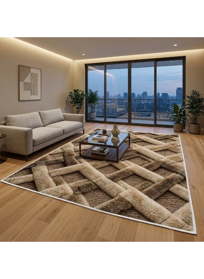 Premium 7D Carpet Alternative, Woven Lattice Design with 3D Visual Effect, Washable & Anti-Slip - Size 180x280 cm - Image 1