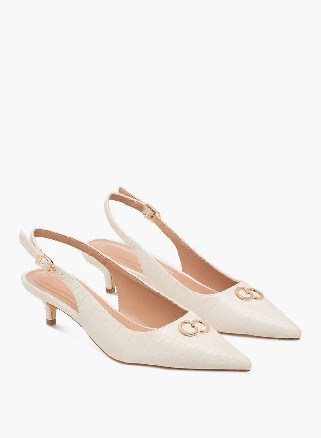 Celeste Women's Textured Pointed Toe Shoes with Buckle Closure