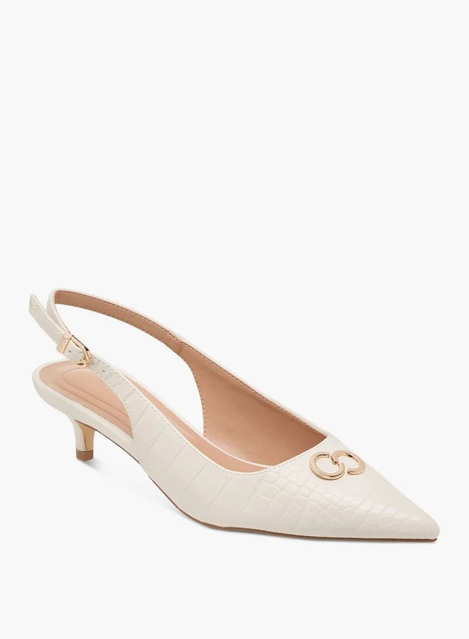 سيليست حذاء نسائي مدبب بنقوش مع إبزيم