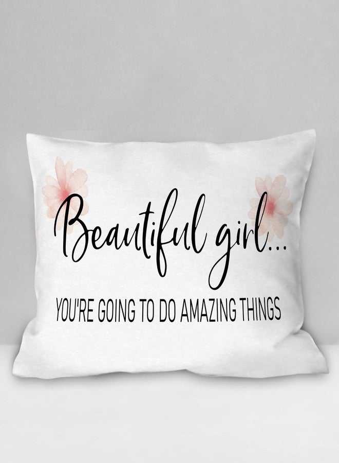 Burosev Beautiful Girl You’re Going to Do Amazing Things Soft Throw Pillow Cover, Girls Room Quotes Decorative Pillowcase, Motivational Quotes Decor Decorations for Sofa Living Room(12 x 20 Inch) - Image 1