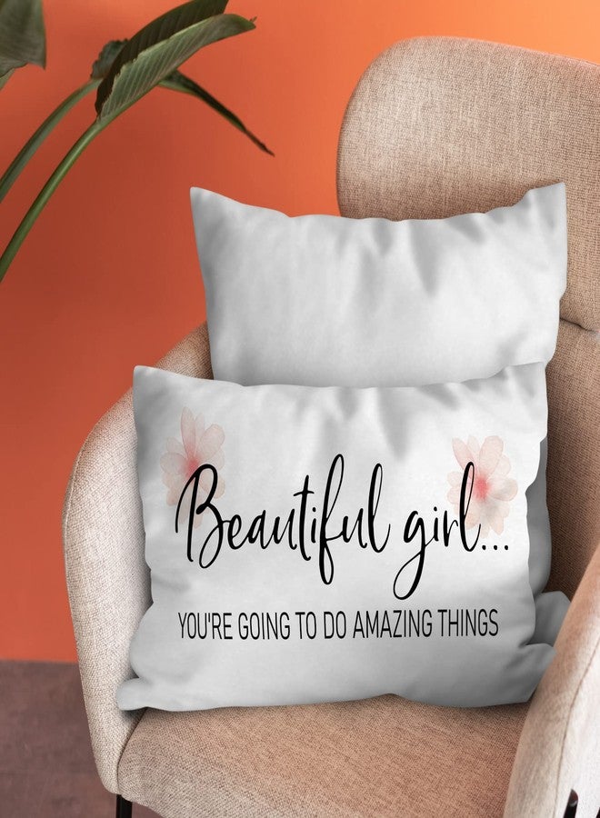 Burosev Beautiful Girl You’re Going to Do Amazing Things Soft Throw Pillow Cover, Girls Room Quotes Decorative Pillowcase, Motivational Quotes Decor Decorations for Sofa Living Room(12 x 20 Inch) - Image 2