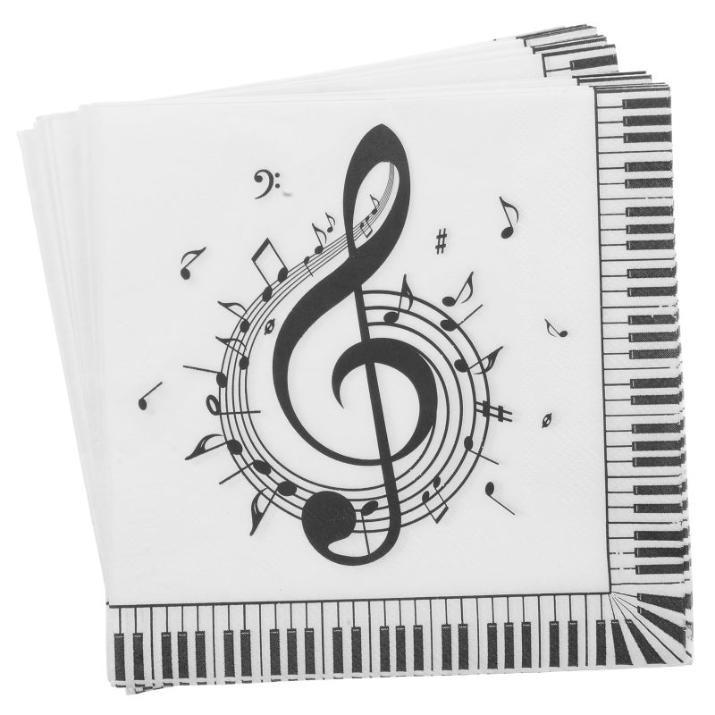 20pcs Music Note Napkins Themed Party Napkins Music Notes Party Disposable Napkins Music Notes Napkins Dinner Napkins Music Pattern Napkins Paper - Image 1