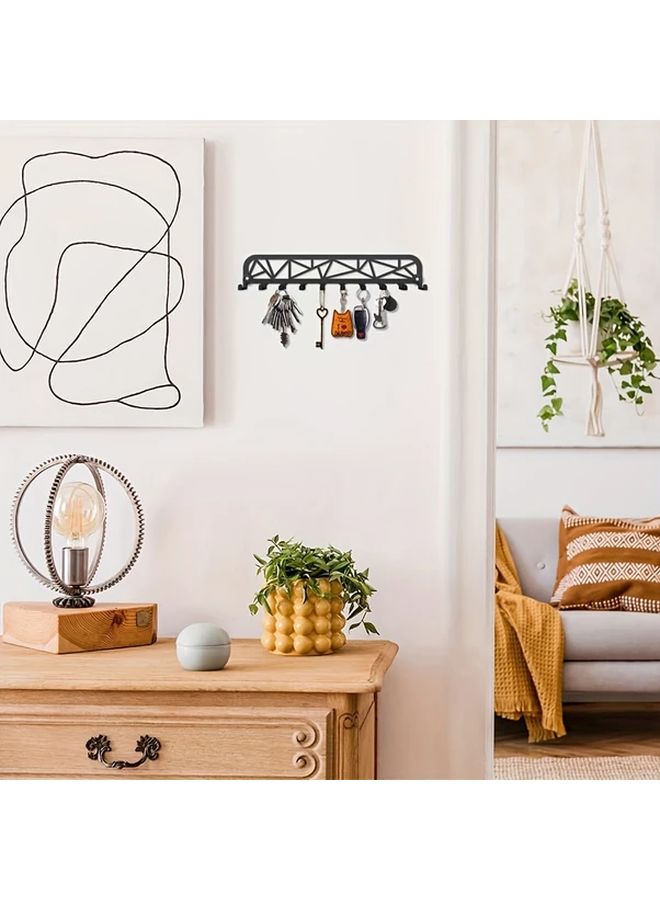 Black Metal Wall Key Holder With Multiple Hooks Contemporary Durable Key Organizer For Office Hallway Or Entryway Decor - Image 4