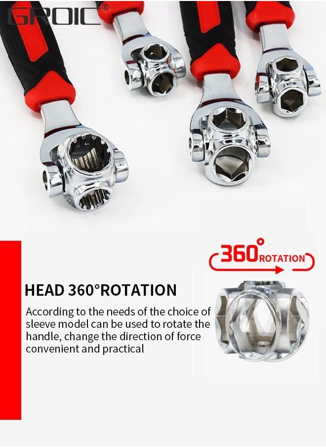 GROIC - Universal Wrench 52 In 1 Socket, Works with Spline Bolts, 4-12-Point,Torx,Socket Multifunction Tool with 360 Degree Rotating Head,Spanner for Car Repair - Image 1
