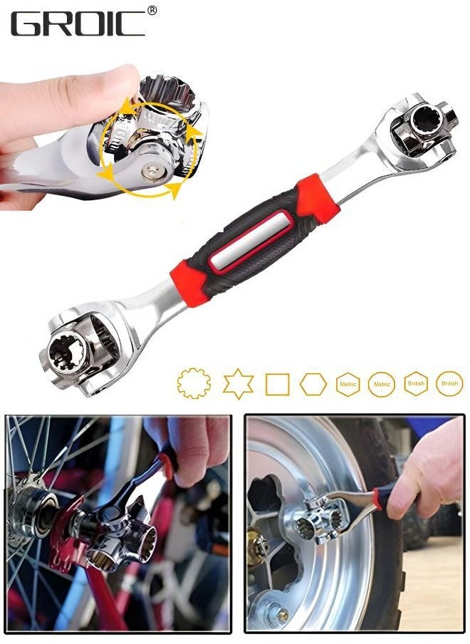 GROIC - Universal Wrench 52 In 1 Socket, Works with Spline Bolts, 4-12-Point,Torx,Socket Multifunction Tool with 360 Degree Rotating Head,Spanner for Car Repair - Image 1