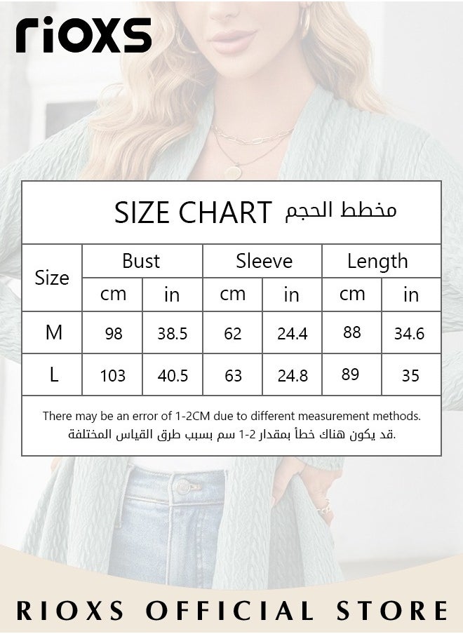 RIOXS Fashionable Mid-long Cardigans for Women, Trendy Long Sleeve Cardigan, Classic Elegant Open Front Sweater Coat, No Zipper or Buttons, Comfortable to Wear, Suitable for Wearing When Going Out  - Image 4