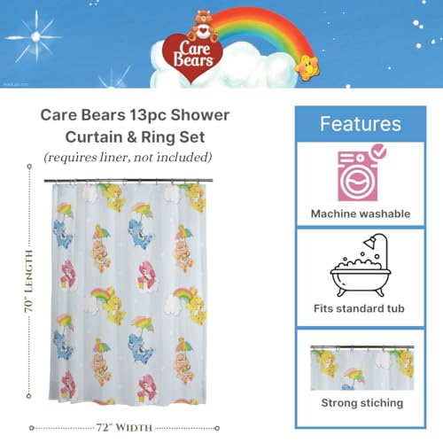 Franco Care Bears 13Piece Shower Curtain Set 72 x 72 Inch Fabric Curtain with Hooks Bathroom Decor Machine Washable 100 Officially Licensed Product by Franco Collectibles - Image 3