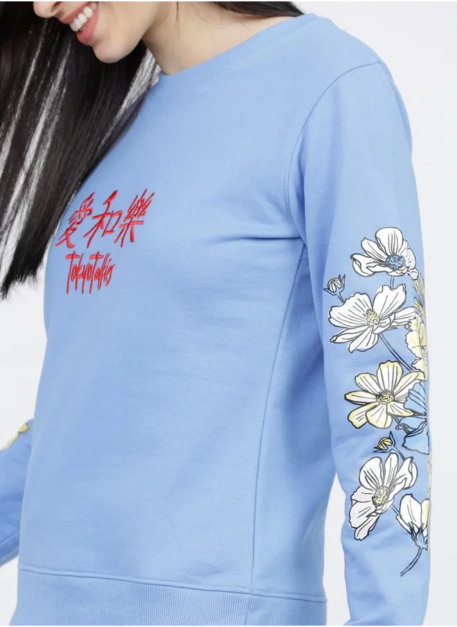 Tokyo Talkies Regular Fit Graphic Print Sweatshirt by Styli